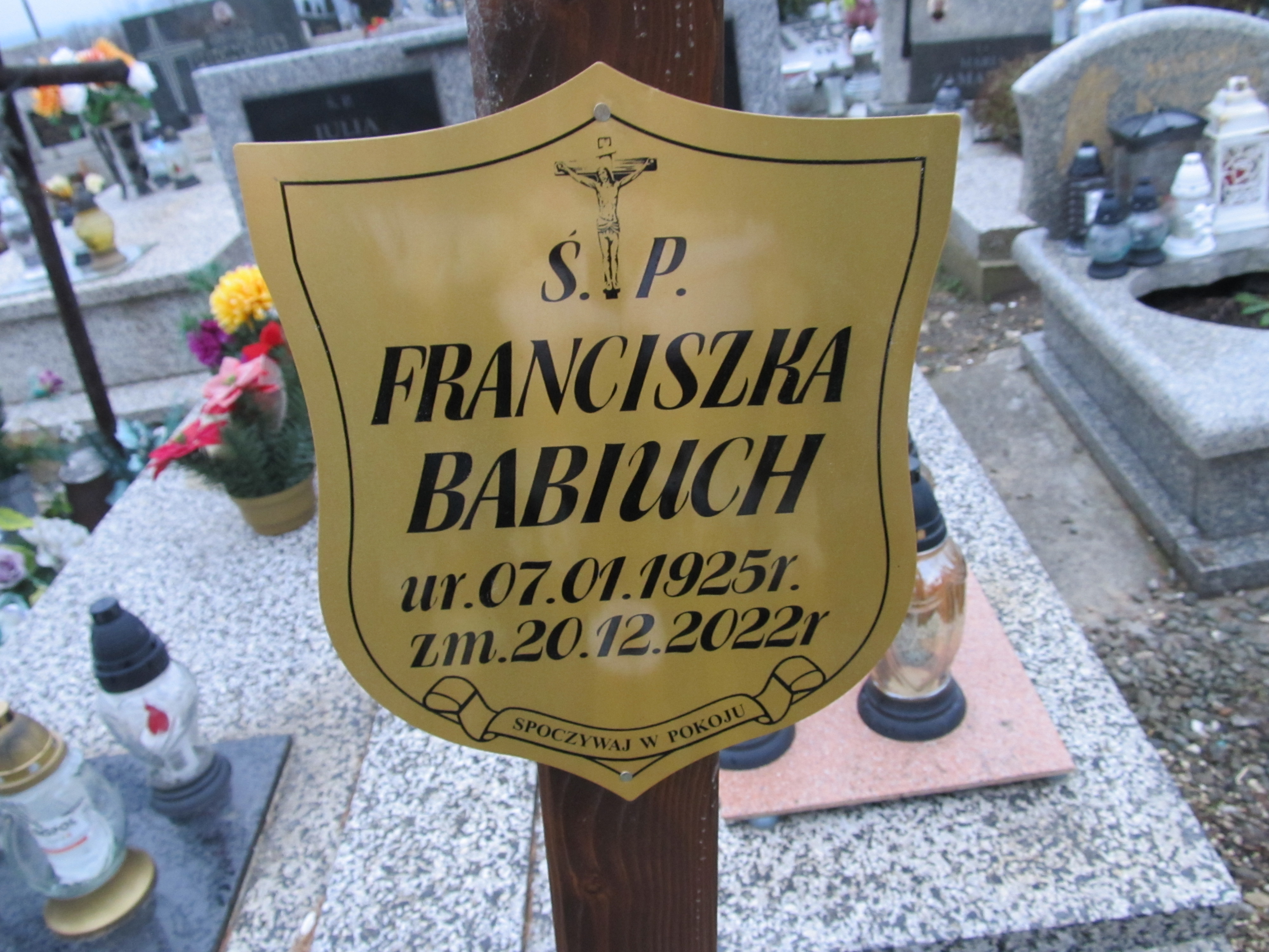 Franciszka Babiuch 1925 Chełmek par. - Grobonet - Wyszukiwarka osób pochowanych